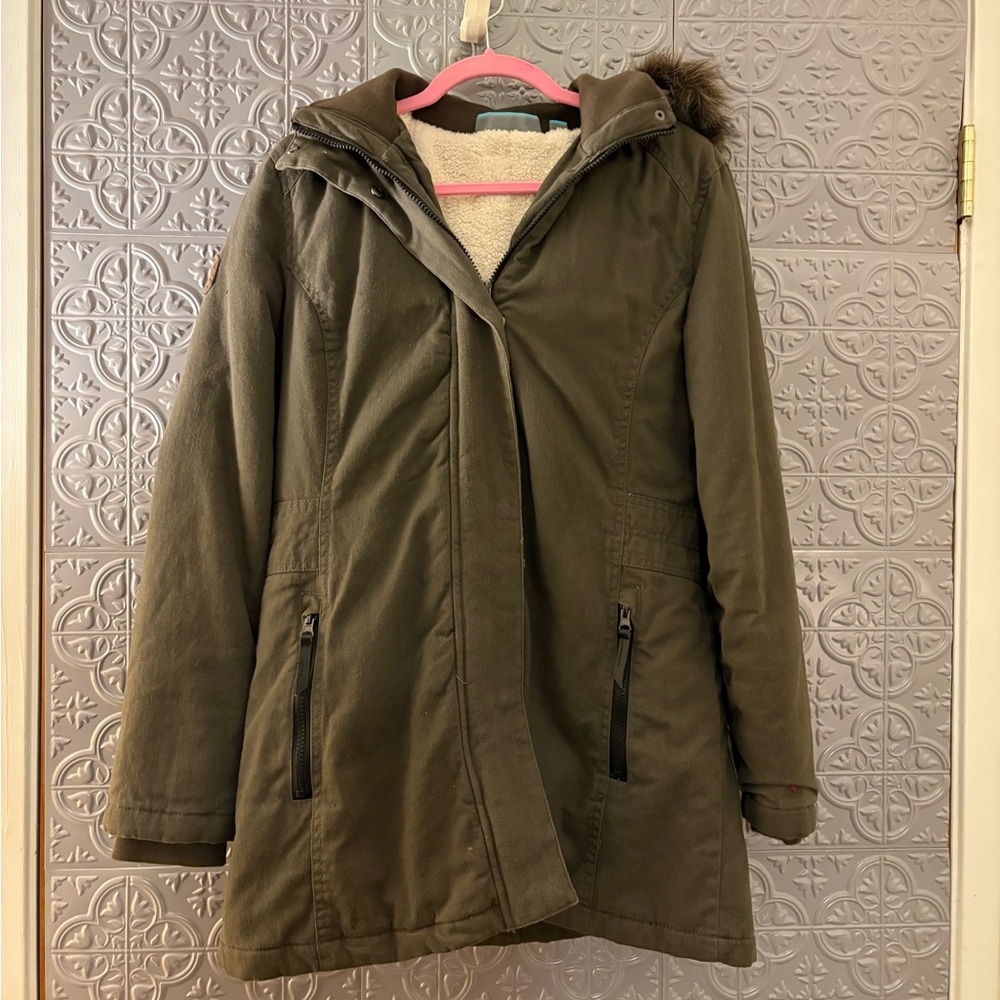 Free Country Olive Parka w/ Faux Fur Hood – Women’s Medium